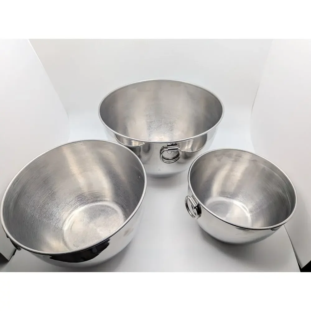 REVERE WARE 1801 Stainless Steel Nesting Mixing Bowls Set 3 Korea Ring Handles
